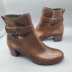 ECCO Women’s ankle boots Dress  brown leather suede heel zipper  sz 6-6.5 37 new